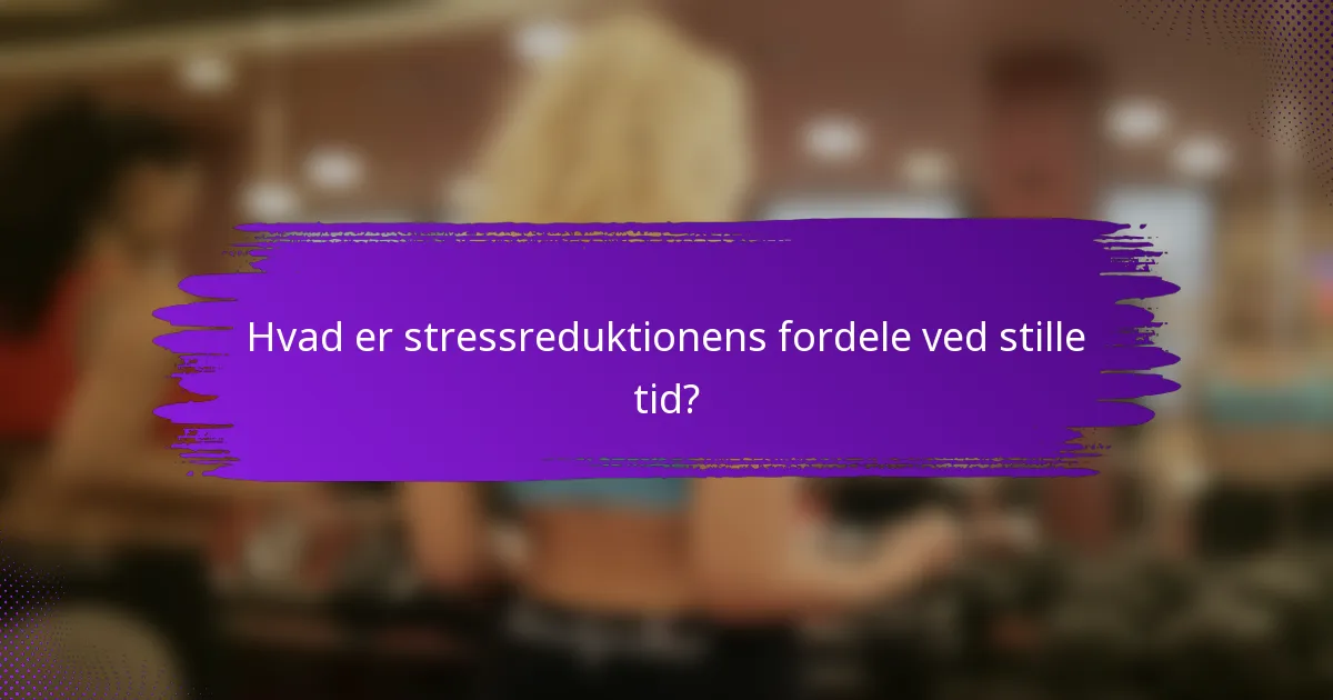 Hvad er stressreduktionens fordele ved stille tid?